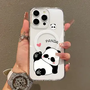 Soft Girl Magnetic Case for iPhone11/12/13/14/15/16/17/promax, Chubby Panda Love Lightweight, Drop-Proof, MagSafe Compatible | Perfect for Teen Girls