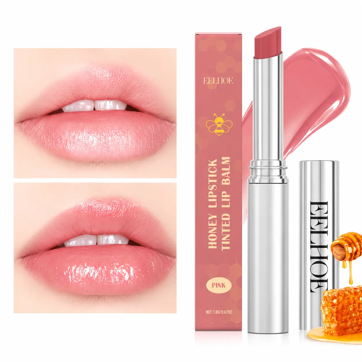 Moisturizing & Soothing Pink Lip Balm, Relieves Dry Chapped Lips, Suitable For All Skin Types, Daily Lip Care Must-Have & Perfect Holiday Gift