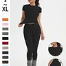 Women's Sportswear Set, Slim-Fit Short-Sleeve Top and High-Waisted Yoga Pants, Ideal for Gym, Running and Outdoor Activities, Gym Yoga Outfit, High Stretch Activewear, Running Workout Suit, Sporty Style Outfits, Athletic Sportswear, Yoga Fitness Clothing