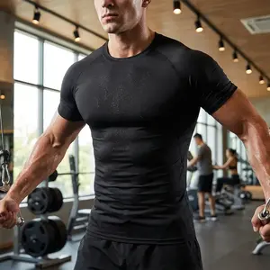 Men's Compression Shirts, Cool Dry Tight Short-Sleeve Running Tops, Breathable Moisture-Wicking Baselayer Gym Undershirts for Training, Fitness, Activewear Performance Apparel1