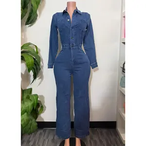 PARKER LONG SLEEVE DENIM JUMPSUIT
