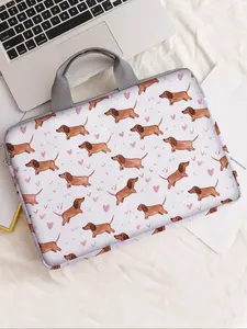 Dog Pattern Printed Notebook Bag, Soft Laptop Sleeve, Laptop Cover, Tablet Case, Zipper Storage Pouch, Casual Style, All Seasons