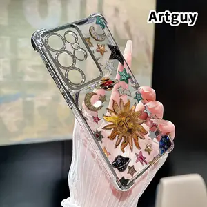 Celestial Emblem Array Pattern Phone Case Suitable for Samsung Galaxy S23 Ultra S24 Plus S25 S22+ FE Edge Four Corner Air Cushion Anti Drop Transparent Full Coverage Cover