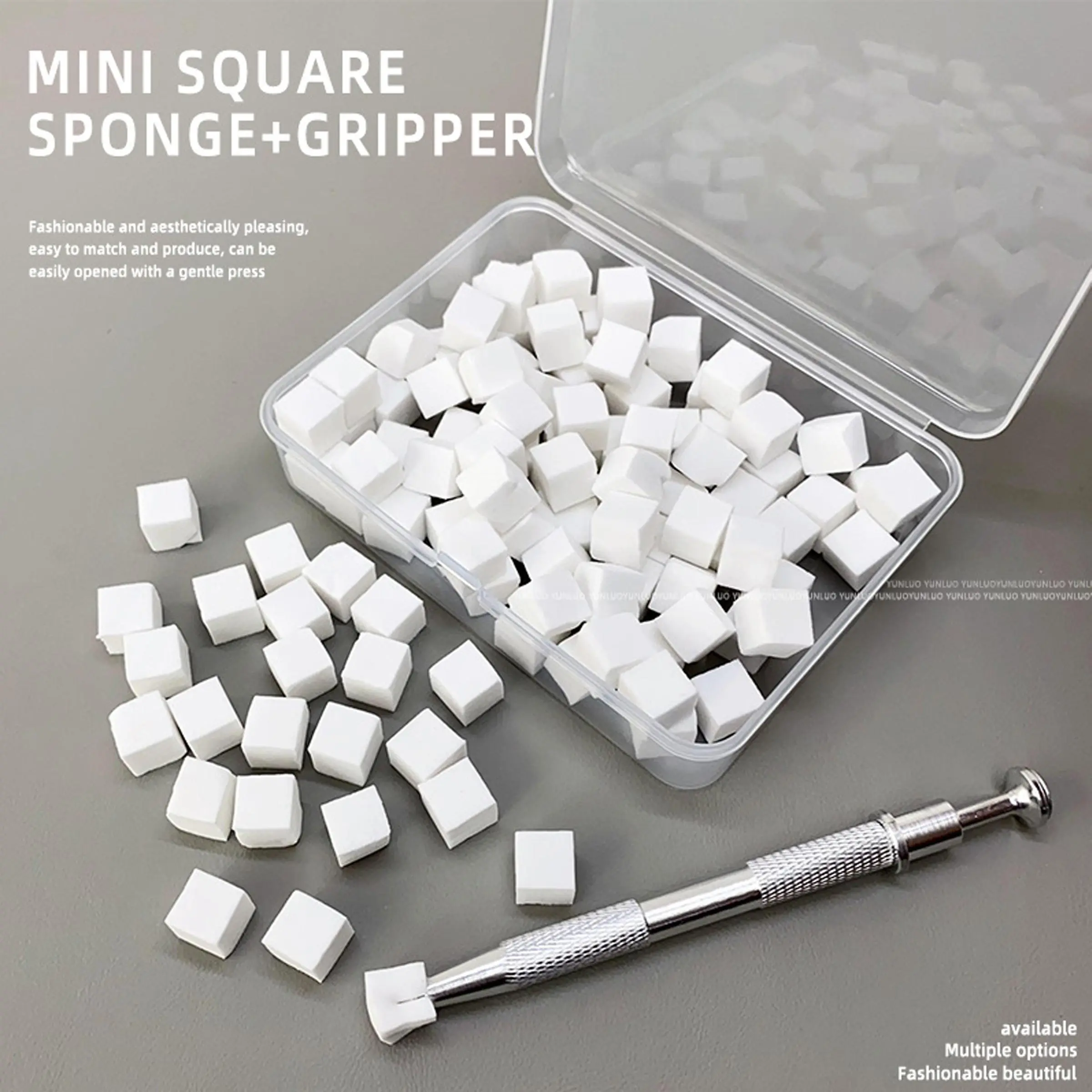 1cm Nail Art Sponge Blocks with Stainless Steel Anti-Slip Clip – Mini Square Gradient Sponges for Gel Polish, Nail Art Application Tools Set for Professional Nail Salons, Nail Art Accessories, Nail Art Equipment