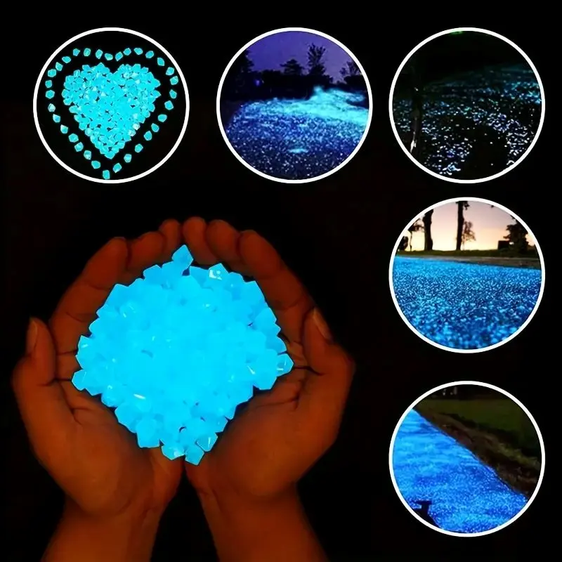 Glow-in-the-dark Stone (300 pcs), Garden Sidewalk Decoration, Aquarium Pet Fish Tank Decoration Colorful Night Ambience Fluorescent Handmade DIY Gifts, Halloween Christmas Decoration