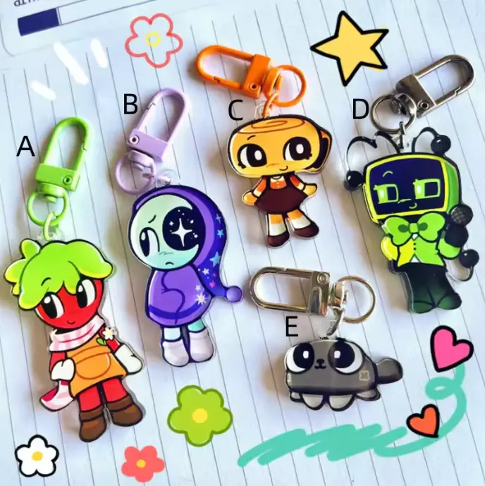 Dandy World Keychain, Dandy World Roblox Keychain, roblox keychain, dandy world acrylic keychain, kawaii cartoon game character charm