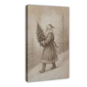 Vintage Christmas Decor Farmhouse Wall Art Poster Rustic Winter Landscape Santa Pictures Painting for Home Living Room Decor