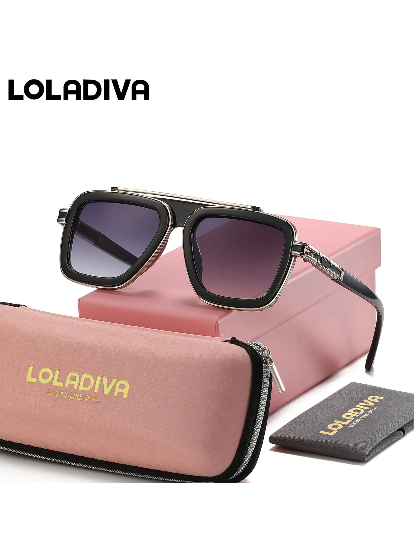 LOLADIVA Unisex Subtle Style Full Frame Sunglasses Exquisite Craftsmanship Rectangular Frame Sunglasses UV400