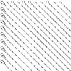 Stainless Steel Necklace Chain, Hypoallergenic, 20 Pack, Silver, Jewelry Making Accessories (17+19 inch)