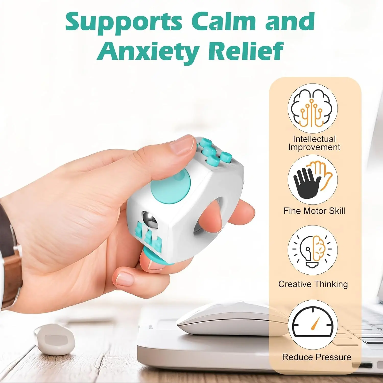 Portable Stress Relief Fidget Ring Cube, Multi-Function Anxiety Relief Finger Toy, Compact Handheld Relaxation Tool for Focus and Calmness, Pocket Stress Relief, Stress Relief Tools