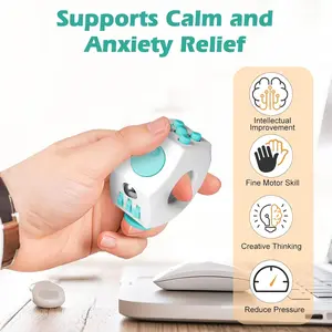 Portable Stress Relief Fidget Ring Cube, Multi-Function Anxiety Relief Finger Toy, Compact Handheld Relaxation Tool for Focus and Calmness
