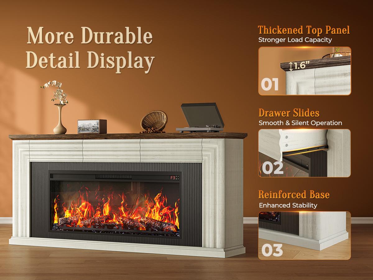 【2 Packages Shipping】PRAISUN 70'' Fireplace TV Stand with 42'' Electric Fireplace, Farmhouse TV Stand for 65 75 Inch TV, Entertainment Center TV Console with 3 Drawers, Fluted Design, for Living Room 【2 Packages Shipping】PRAISUN 70'' Fireplace TV Stand with 42'' Electric Fireplace, Farmhouse TV Stand for 65 75 Inch TV, Entertainment Center TV Console with 3 Drawers, Fluted Design, for Living Room
