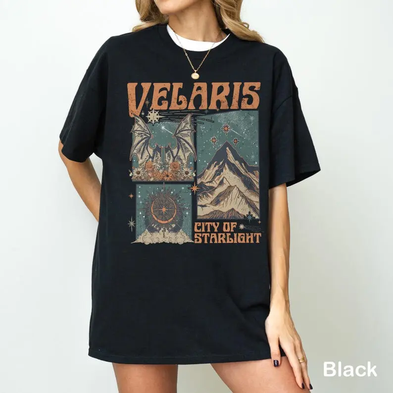 Comfort Colors Vintage Velaris Tee, City of Starlight, A Court of Thorns and Roses, SJM Booktok Design, Night Court T-Shirt, Book Lovers Gift, Librarian Tee