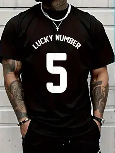100% Cotton My Lucky Number 5 Tee Cool Lucky Five Gift Shirt T-Shirt Women's Men's Graphic Tee Crew Neck summer vacation Tops