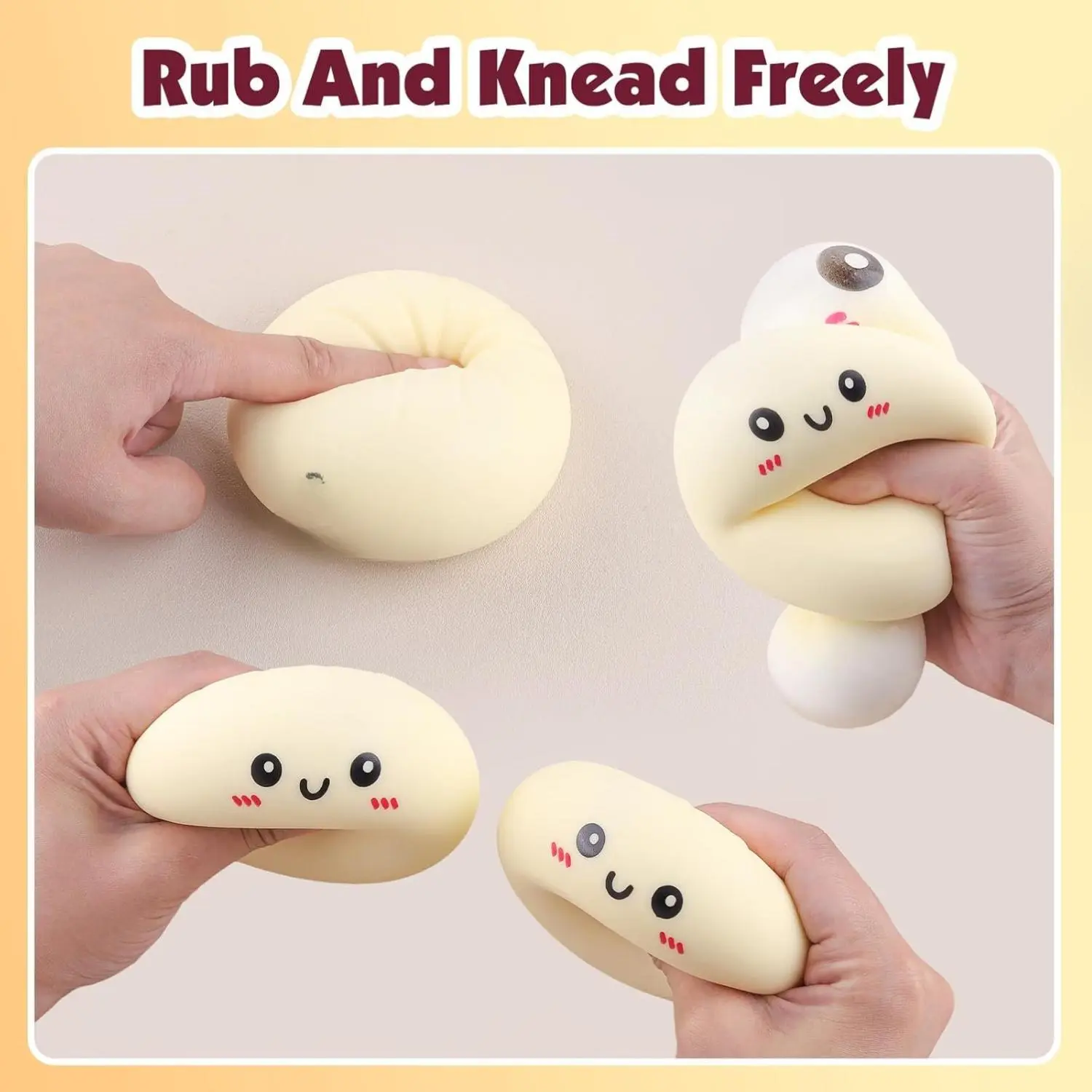 2 stuks Mochi Fufu Squishy Mini-hart Crème Anti-Stress Speelgoed