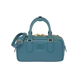 Pre-owned miumiu Leather Clutches & Wristlets MIU MIU Arcadie Series Detachable Adjustable Shoulder Strap with Zipper Closure Single Shoulder Crossbody Bag Blue
