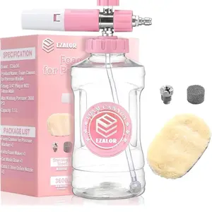 Foam Cannon, Adjustable Snow Foam Lance for Pressure Washer, Car Wash Foam Cannon with M22 14mm and 1/4 Inch Quick Connect, Additional Orifice Nozzle 1.1mm, 1.5Liter, Pink
