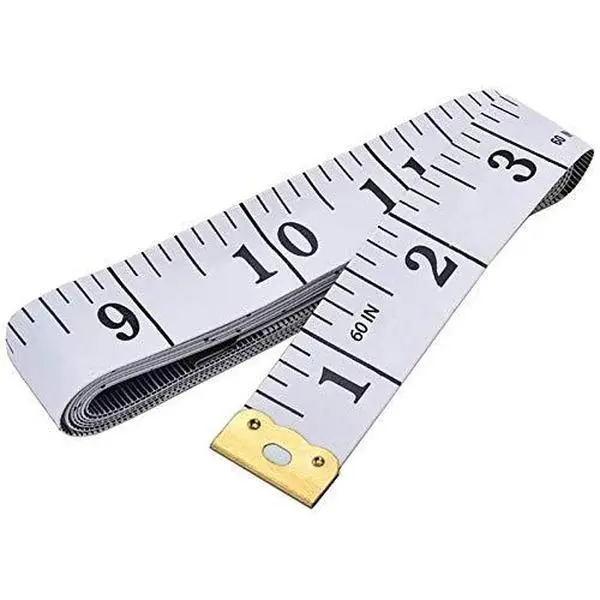 60-in Pocket Size White Flexible Vinyl Measuring Tape - Double Scale, 0 to 60 Inches/0 to 150 cm Reverse, Easy to Read, Accurate for Sewing, Baby Shower Body Measurement