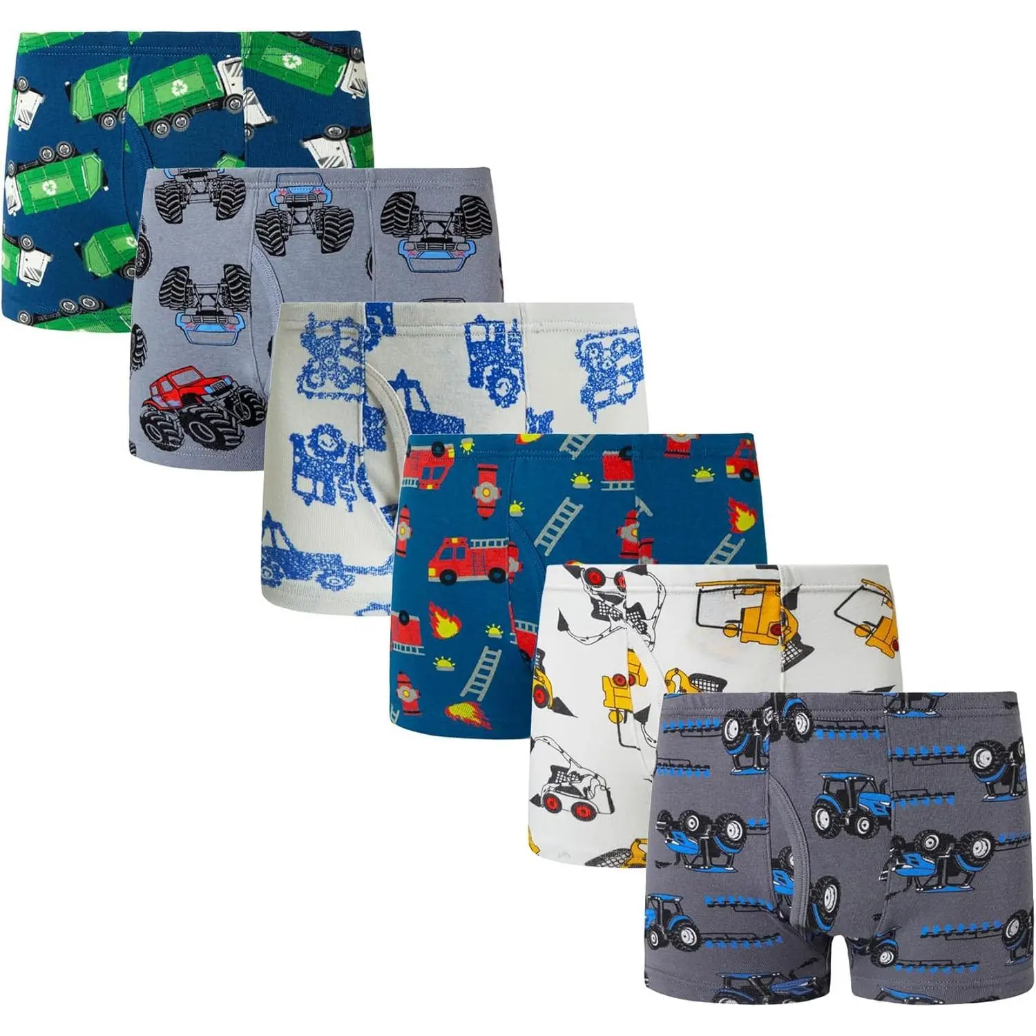 KF5-UDW01 Little Boys' Cotton Briefs Multipack - Cotton Material, Graphic Design, 4-5 Years, All-Season Soft Underwear, Assorted Boxer Styles, All Seasons