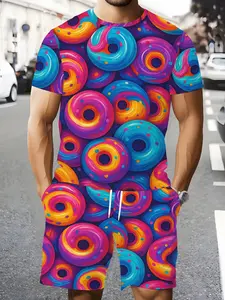 Breathable summer fabric, soft and skin-friendly, machine washable. Men's suit. Two-piece short-sleeve suit. Casual wear. Men's short-sleeve suit. Easy-care clothing