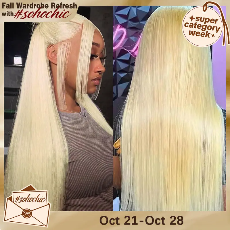 Mamushow 200% Density 13x6 Blonde Lace Frontal Wigs Human Hair 613 Straight Hd Transparent Lace Frontal Wig Pre Plucked With Baby Hair 30 Inch #tiktokshopstockup#SohoChic