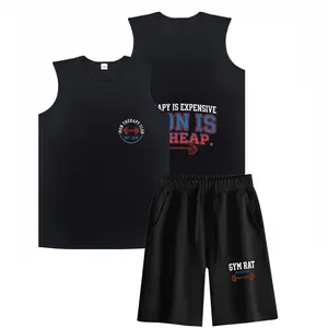 Retro Gym Rats 100% Cotton Tank Top and Shorts Set, Iron Therapy Club Sleeveless Tee, Heavyweight Cotton Bodybuilding Muscle Shirt, Hardcore Powerlifting Workout Pump Cover Outfit.