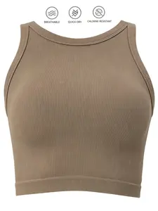 Buttery Soft Double Strap Crop Top, Ribbed Seamless Gym Top, Comfortable Fitness Wear, Ideal for Workouts and Active Lifestyle, Activewear