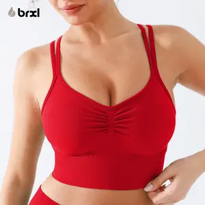 BRXL【Discount for live】Women's Sexy Crisscross Back Sports Bra - Seamless V-Neck Wireless High Waist Stretchy Activewear for Daily Outings & Sports-brxl-1