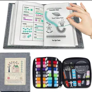 DIY Stitch Book, Embroidery Stitch Book, Hand Sewing Stitches, Beginner Embroidery Needle Book with Fabric Pages, DIY Sewing Kit with Floral Patterns, Embroidery Set, Handmade Hobby Gift for Beginners