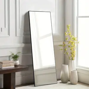 New Full Length Mirror 64" x 21" Full Body Floor Mirrors Gold Standing Hanging Leaning Large Long Tall with Stand Sturdy Aluminum Alloy Thin Frame for Bedroom Decor Glass