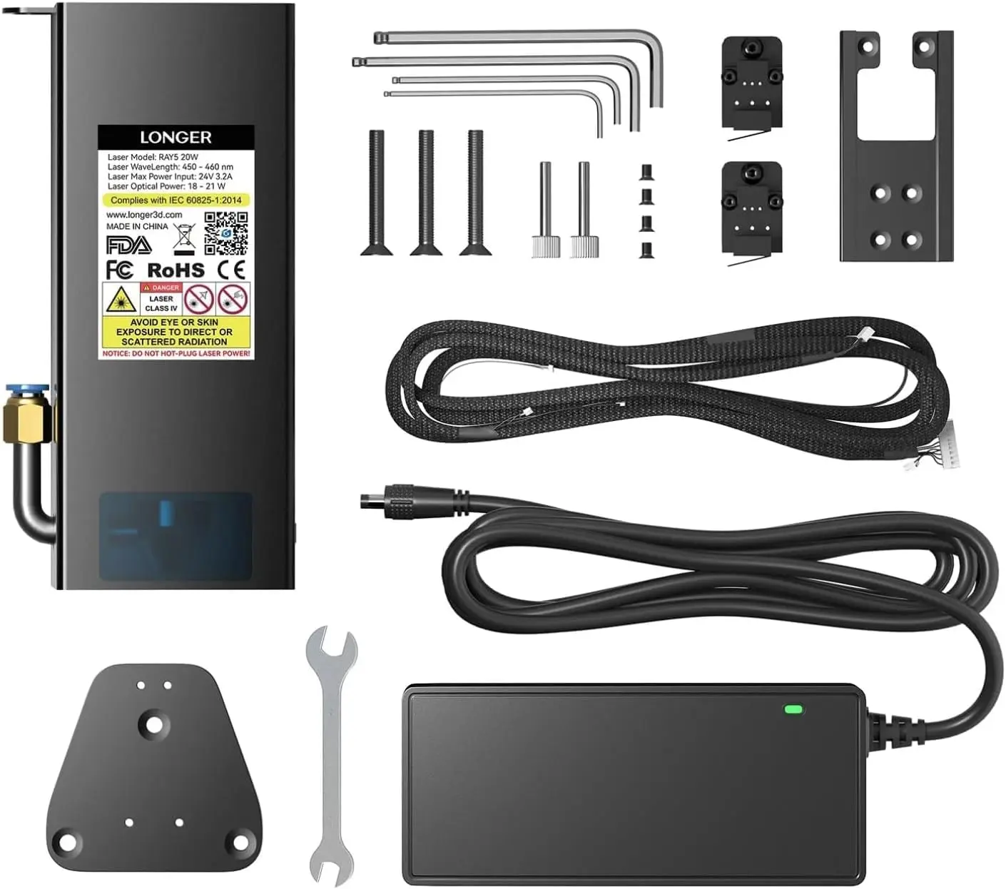 Longer 20W Laser Engraver Module, DIY Laser Head for Laser Engraver, Eye Protection, Compatible with RAY5 Series and B1Series,Wide Applicable Materials,.Laser Class ii