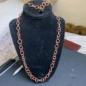 COPPER NECKLACE WITH SILVER AMETHYST BRACELET HANDMADE BY CHIEF KANDAKE