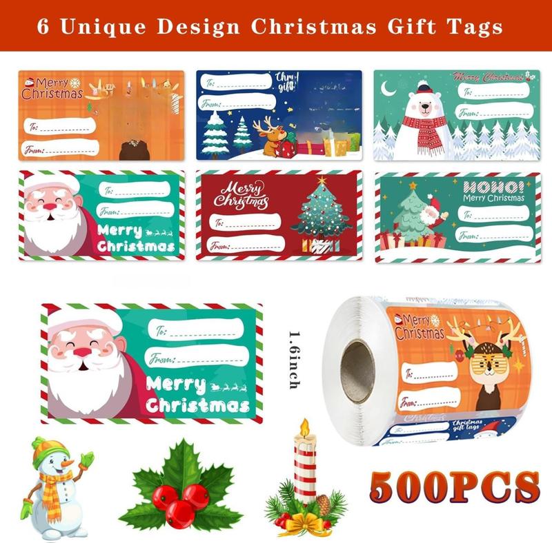 150 Pcs Christmas Tags, Self Adhesive Xmas Gift Tags Christmas Labels Stickers Christmas Name