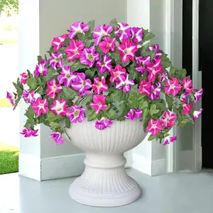2-Pieces Outdoor Faux Plants, 69-Flowered Large Morning Glory, Uv-Resistant Artificial Morning Glory,Perfect for Outdoor Decoration in All Seasons Such as Porches and Gardens Decorative Fruit  uv resistant realistic hanging plant flowers