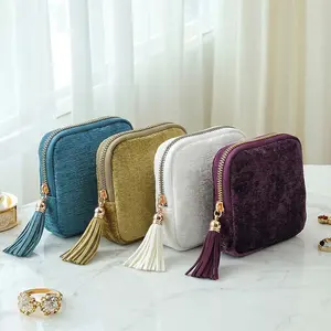 Portable Velvet Jewelry Organizer, 5-Layer Independent Compartments, Fringe Zipper, Ideal for Bracelets, Rings, Necklaces, Travel & Home Use