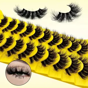 Fluffy False Eyelashes, 10 Pairs Wispy Faux Cluster Lashes, Natural Curling Eye Makeup Strip Lashes, Volumized False Eyelashes for Eye Makeup Enhancement, Wispy Eyelash Clusters, Cosmetic, Volume False Eyelashes