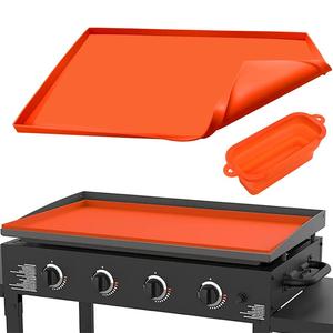 silicone griddle mat with oil cup liner, 2 counts reusable food grade silicone barbecue mat, kitchen accessories all season cooking protective cover