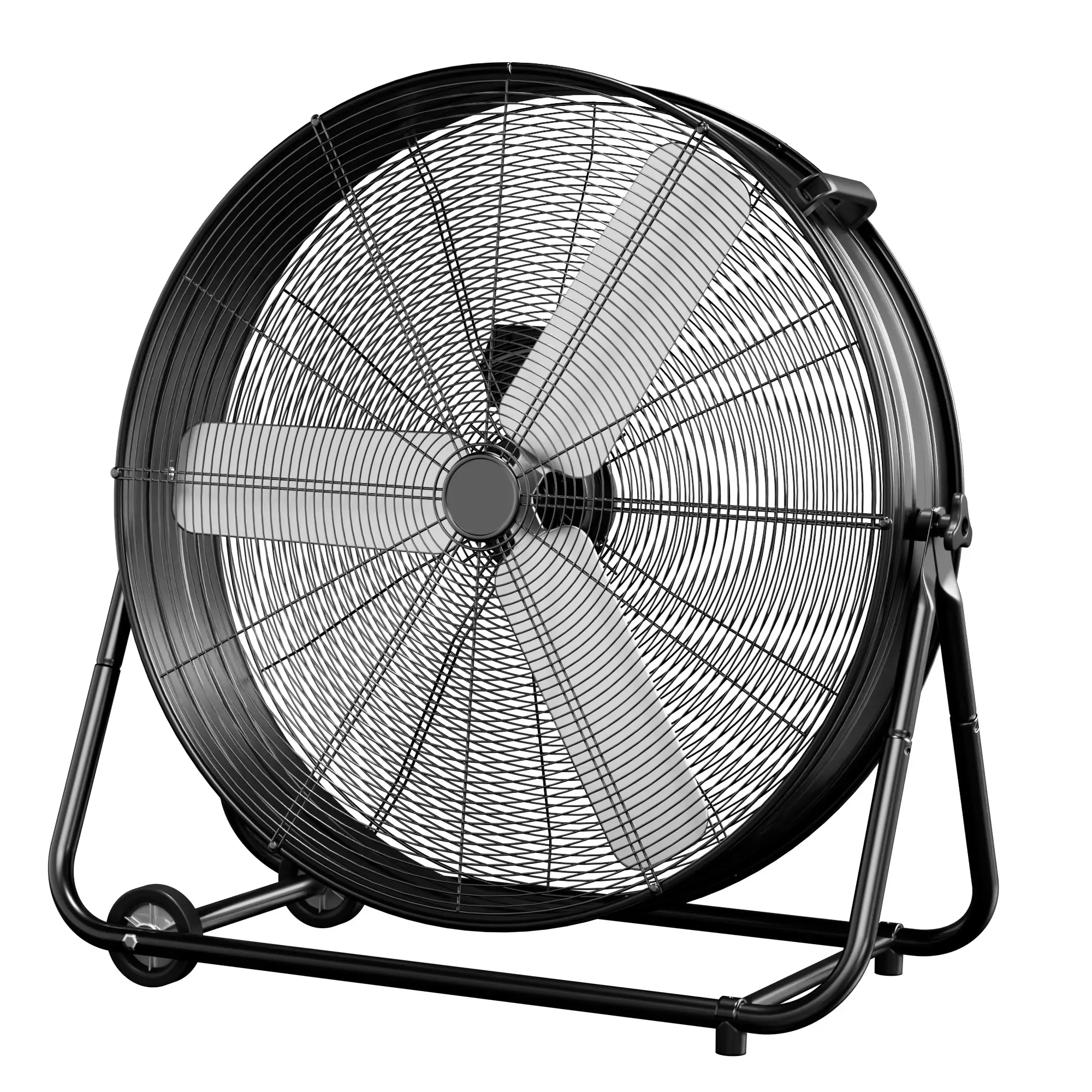 24 Inch Industrial Drum Fan, 320W High Velocity Floor Fan, 3 Speed Heavy Duty Metal Air Circulator, 360° Tilt with Casters Handle ETL Standard for Pat