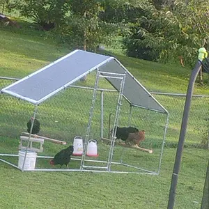VEVOR Large Metal Chicken Coop, 9.8x3.3x6.6 ft Walk-in Poultry Cage Complete Kit with Waterproof Cover, Steel Frame, Spire Roof, Ventilated Mesh, Easy Assembly, Deters Poultry Escape for Outdoor Backyard Farm Duck Housing, Enhanced Shelter#BacktoSchool