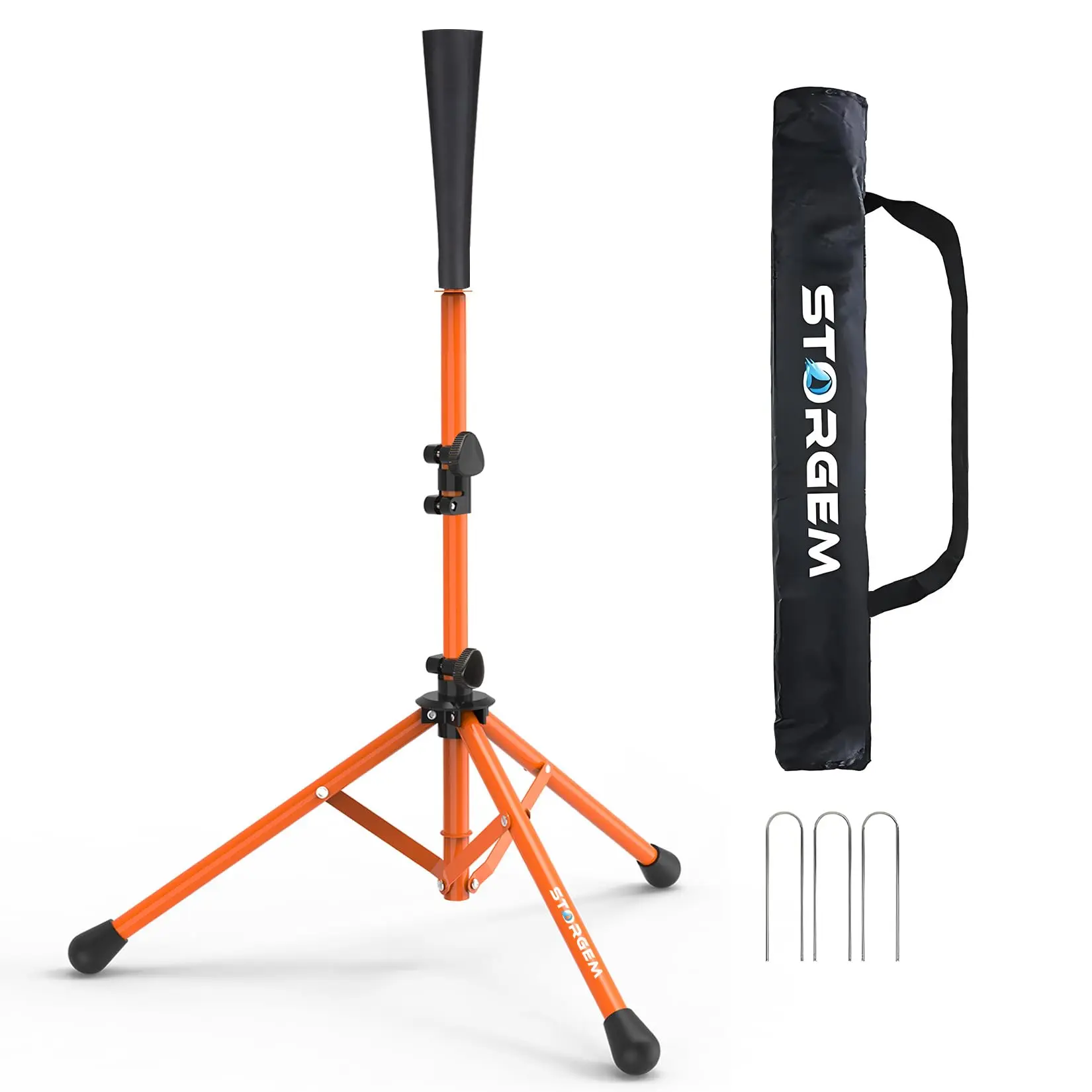 Storgem Adjustable Height Tripod Stand, Baseball & Softball Batting Tee for Baseball Training