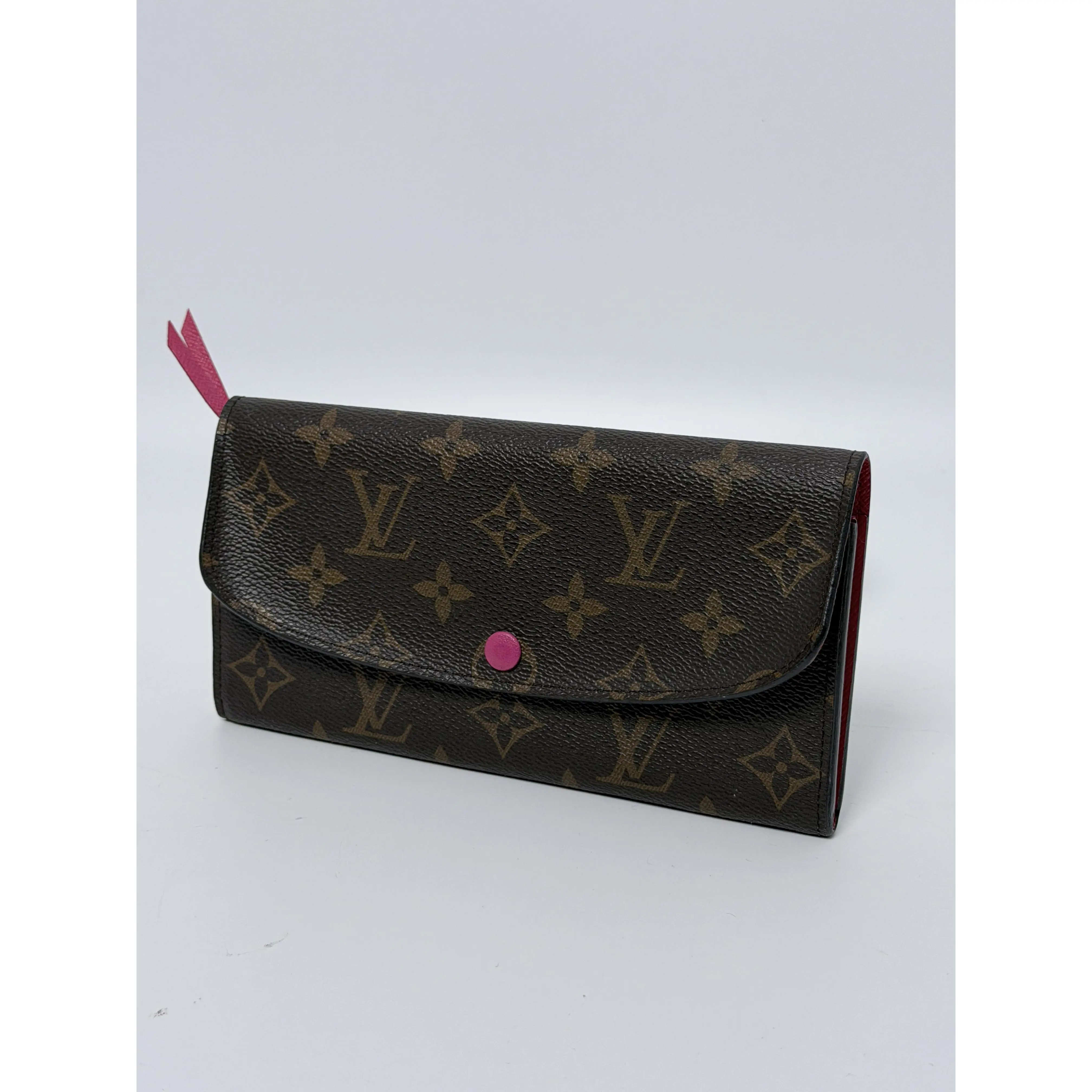 Pre-owned Louis Vuitton Canvas Long Wallet Monogram Emilie Envelope Fuchsia Pink JD307LV
