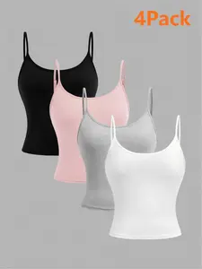 Teenage Knitted Tank Top Set of 4, Fitted, Soft, Comfortable and Stylish, Suitable for All Seasons, Versatile Casual Fit