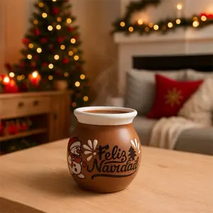 Handcrafted Talavera “feliz navidad” mug with snowman design