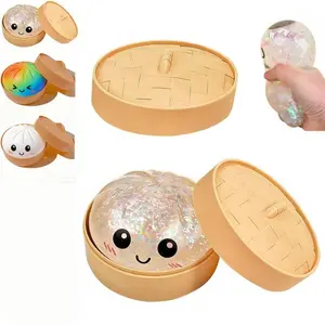 Glitter Dumpling, Smile Dumplings Squishy, Dumpling Squishy Box, Soft Rising Squeeze Sensory Toy, Cute Stress Relief Fidget Toy for Home Office School