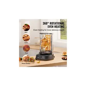 VEVOR Shawarma Grill Machine, Vertical Chicken Shawarma Cooker Machine Countertop, Electric Stainless Steel Broiler Gyro Rotisserie Oven Doner Kebab Machine, for Home Restaurant Kitchen Parties