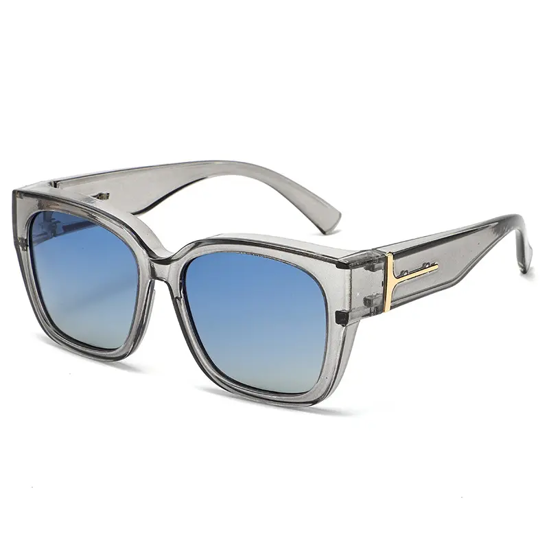 Clear Glossy Grey Frame, Gradient Blue Lenses