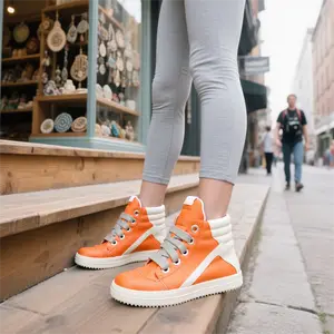 Women's Thick Shoelaces, Round Toe Shoes, High-Top Casual Shoes, Minority Retro Thick-Soled Skateboard Shoes Luxury High-Top Casual Sneakers-