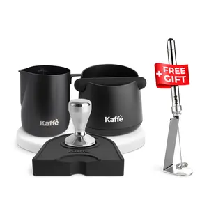Kaffe Ultimate Espresso Bundle, 51mm - Tamper, Tamping Mat, Knock Box, Frothing Pitcher & Free Milk Frother