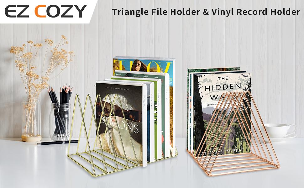 2 Pack Magazine Holders with 9 Slots, Desk File Organizer for Vinyl Records, Books and Office Storage