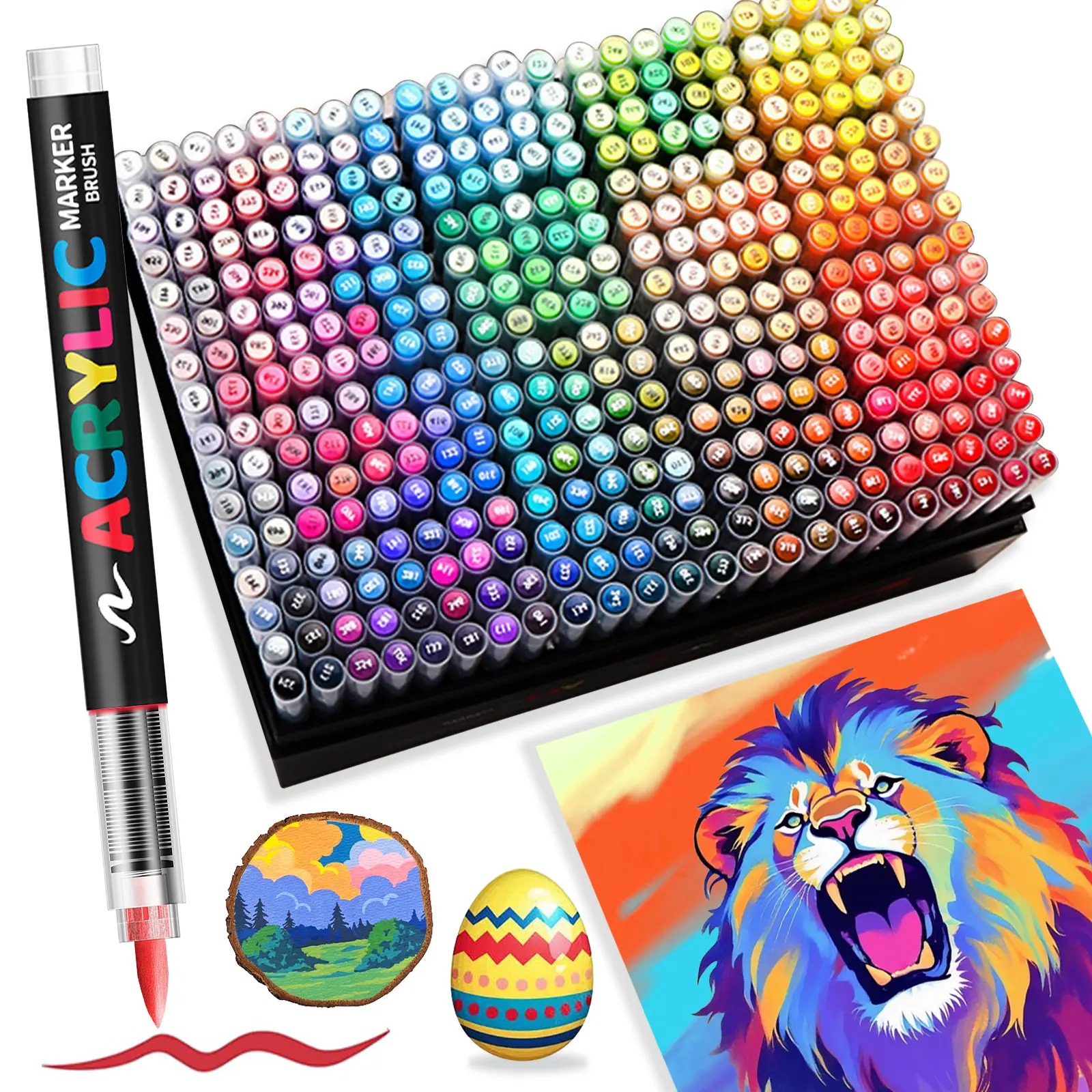 Acrylic Paint Markers, Soft Brush Tip Acrylic Paint Pens, Quick-Drying Waterproof Ink, for Rock Painting